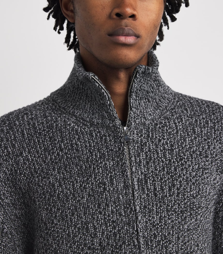 Merino Wool Quarter-Zip Sweater BLACK/GREY/ECRU Image 6