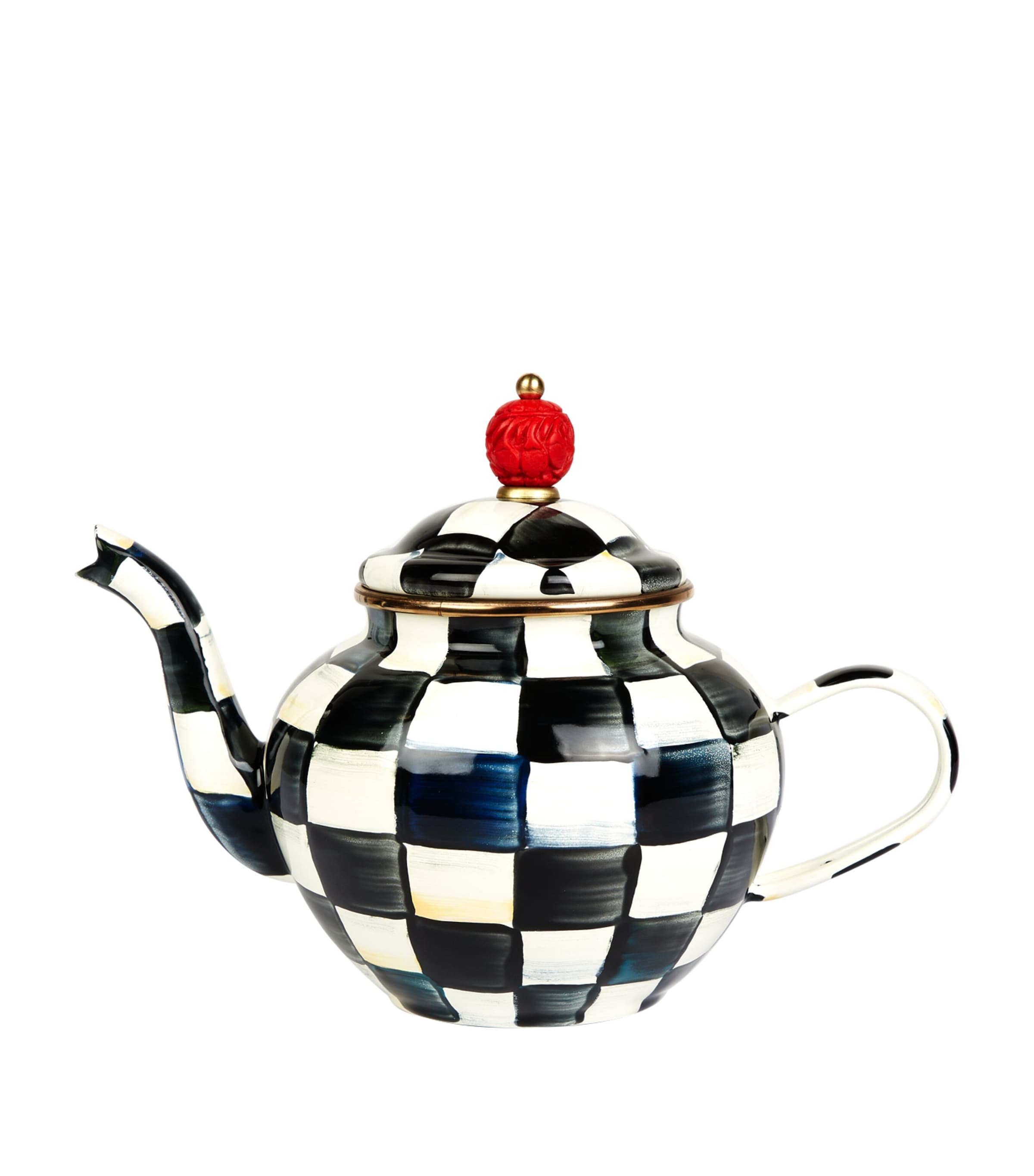 Shop Mackenzie-childs Courtly Check Teapot In Black