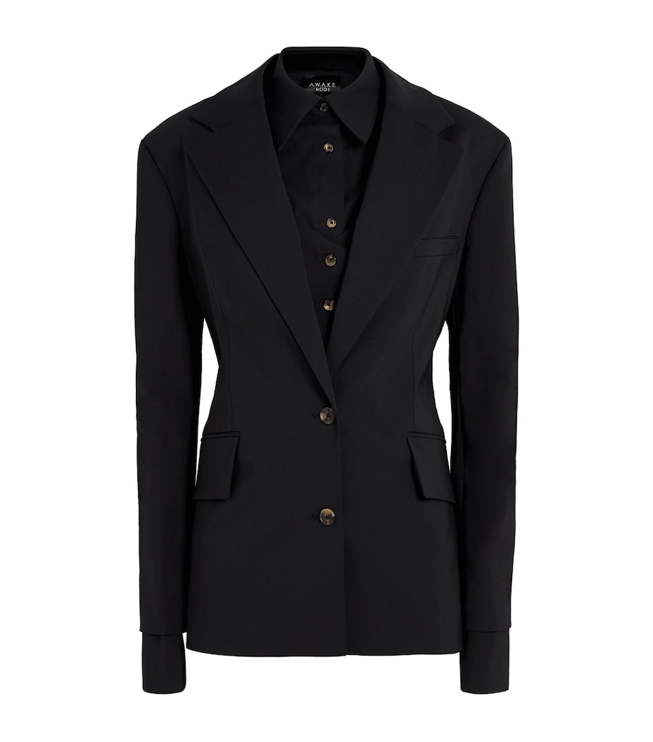 Wool Open-Back Blazer BLACK Image 1