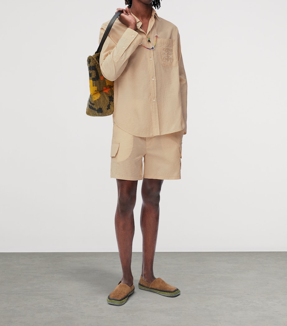 x Paula's Ibiza Cotton-Blend Anagram Shirt LIGHT BEIGE Image 2