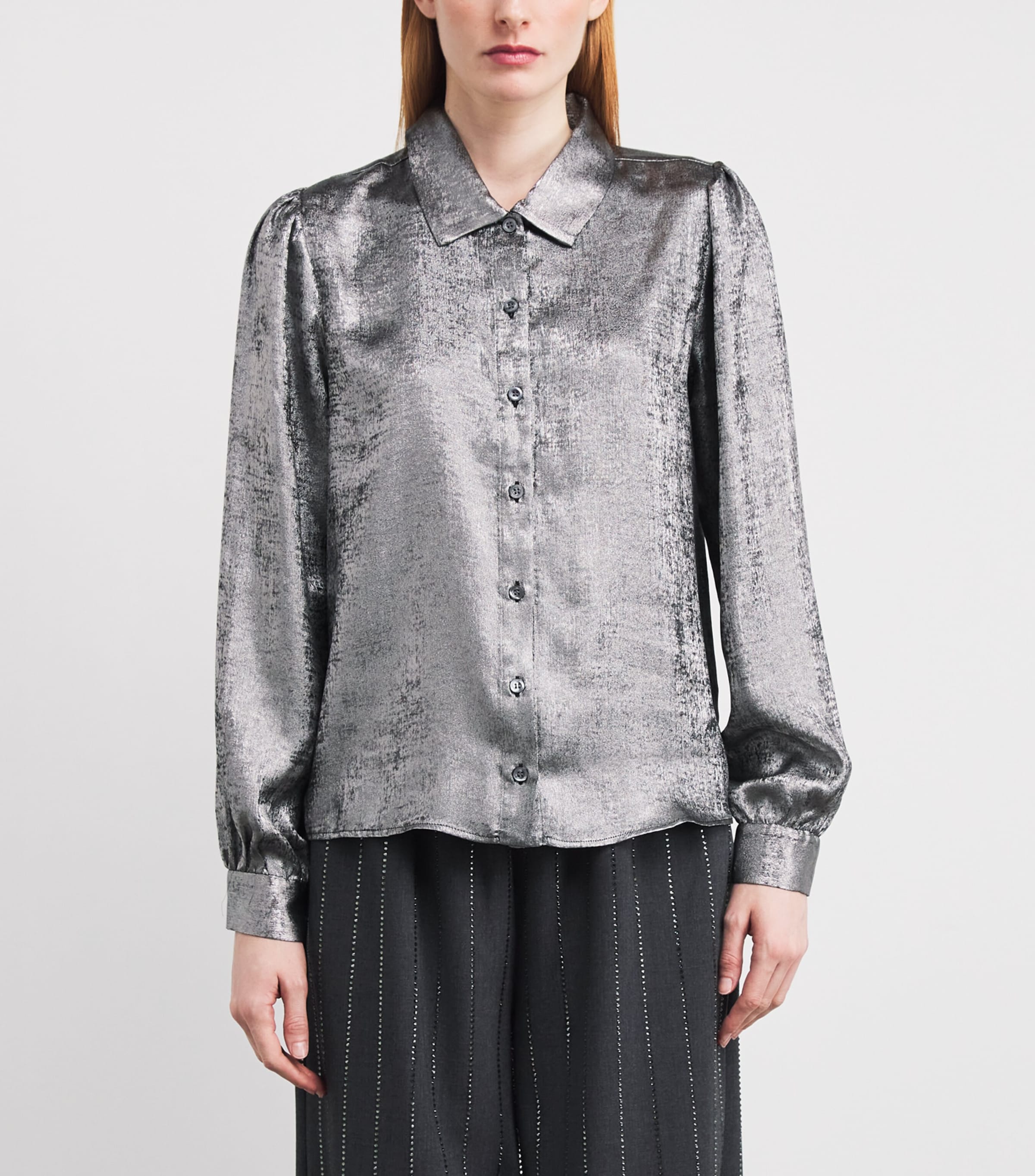 The Shiny Staple Blouse GUNMETAL Image 3