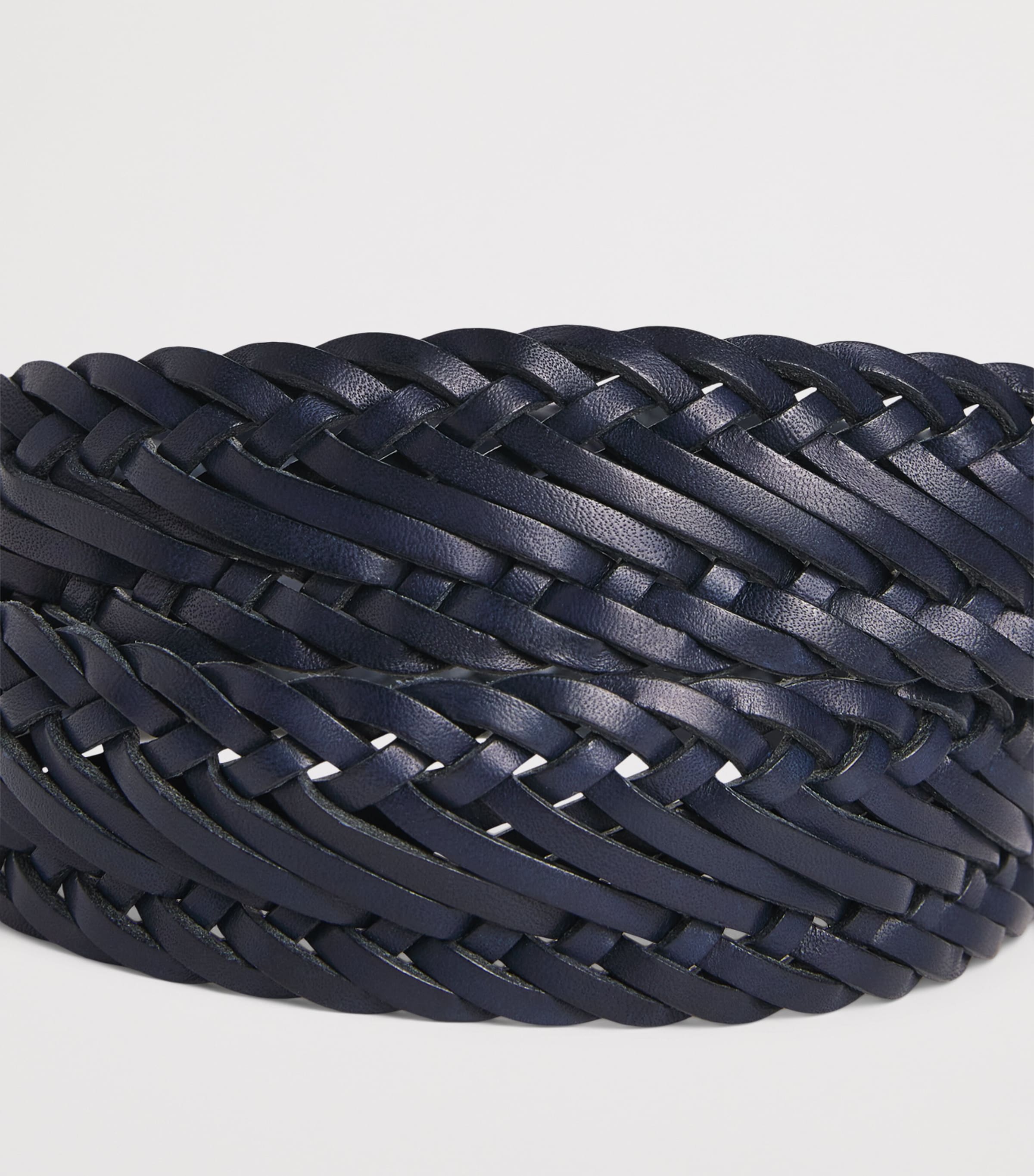Ralph Lauren Purple Label Leather Braided Belt Clssic Chairman Navy Image 5
