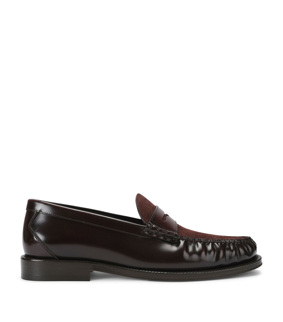 Brunello Cucinelli Patent Leather Penny Loafers Dark Brown Image 1