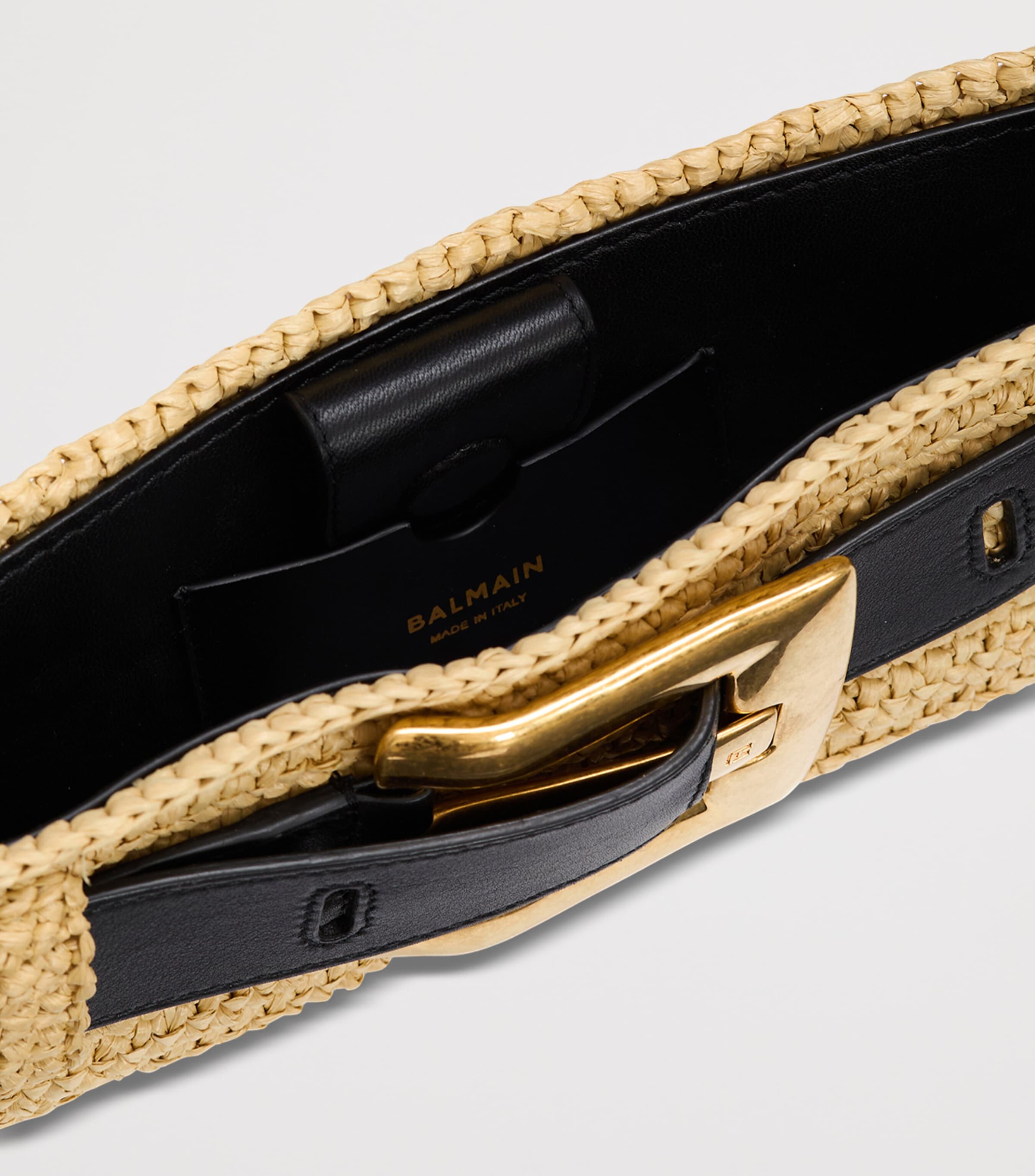 Balmain Faux Raffia Anthem Clutch Bag Gte Naturel / Noir Image 5