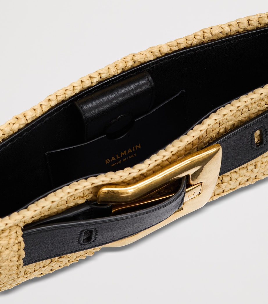 Balmain Faux Raffia Anthem Clutch Bag Gte Naturel / Noir Image 5