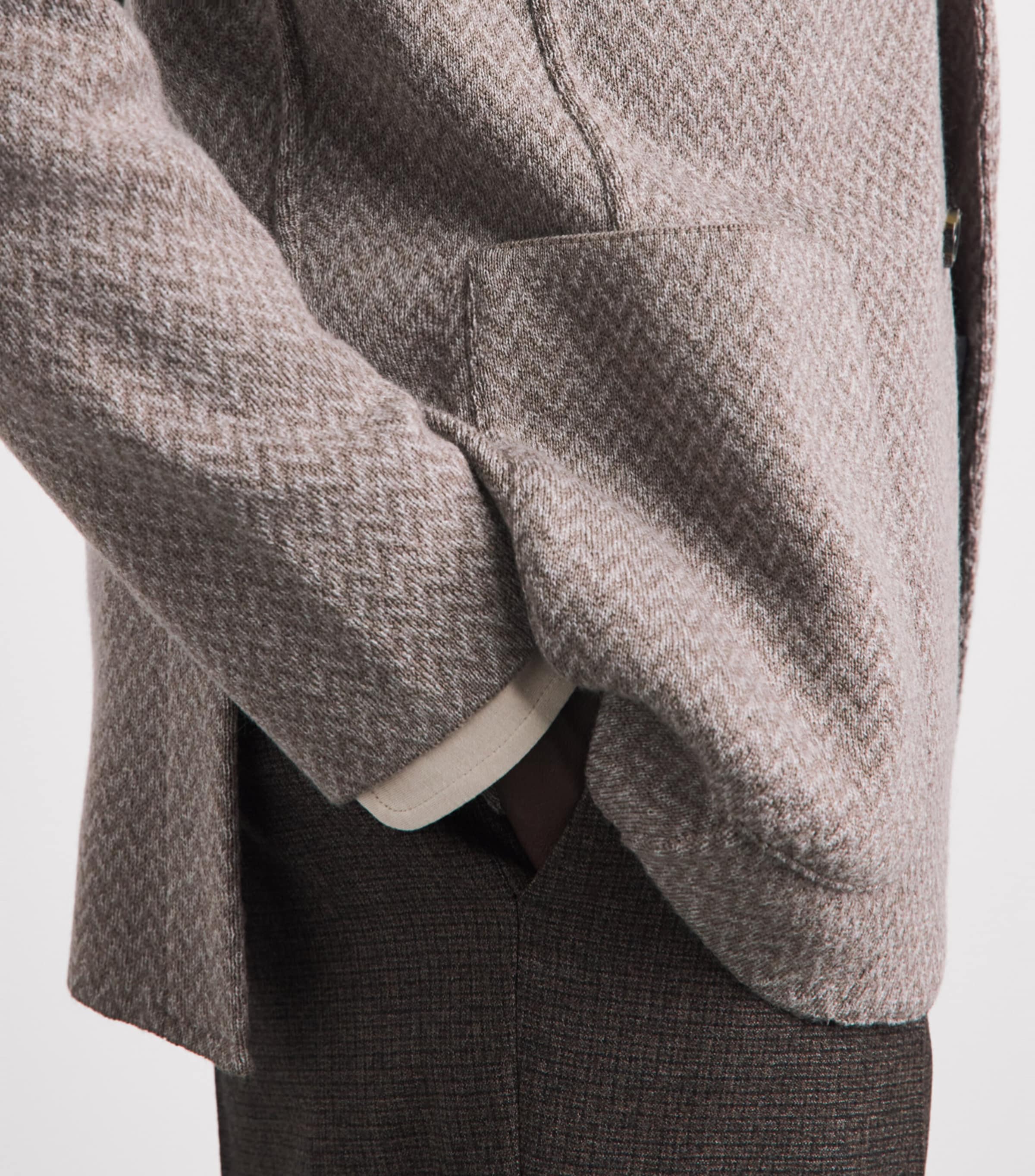 Lardini Mens Virgin Wool Knitted Blazer Chvrn Lght Beige Image 3