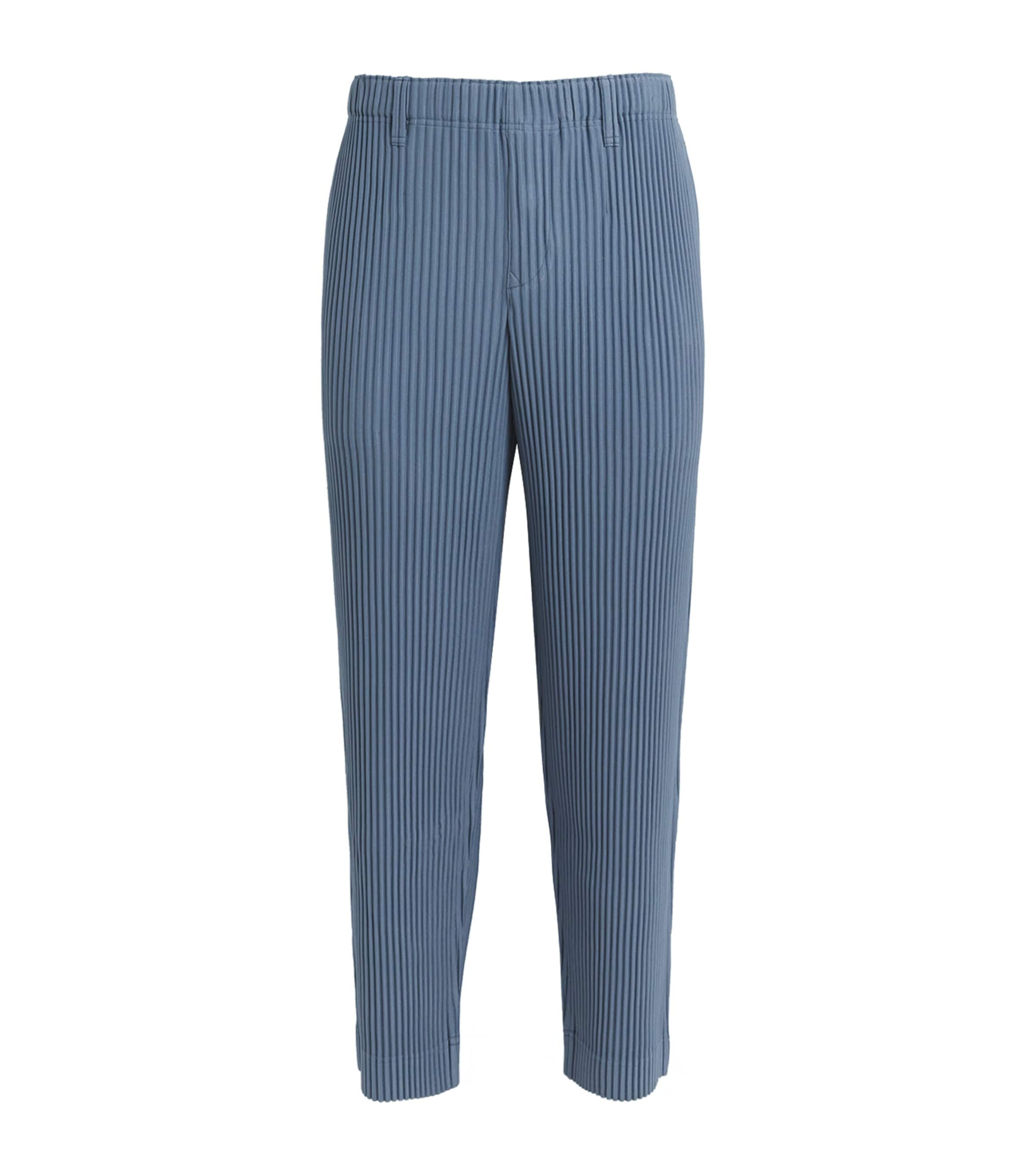 Shop Issey Miyake Pleated Straight Trousers In Blue