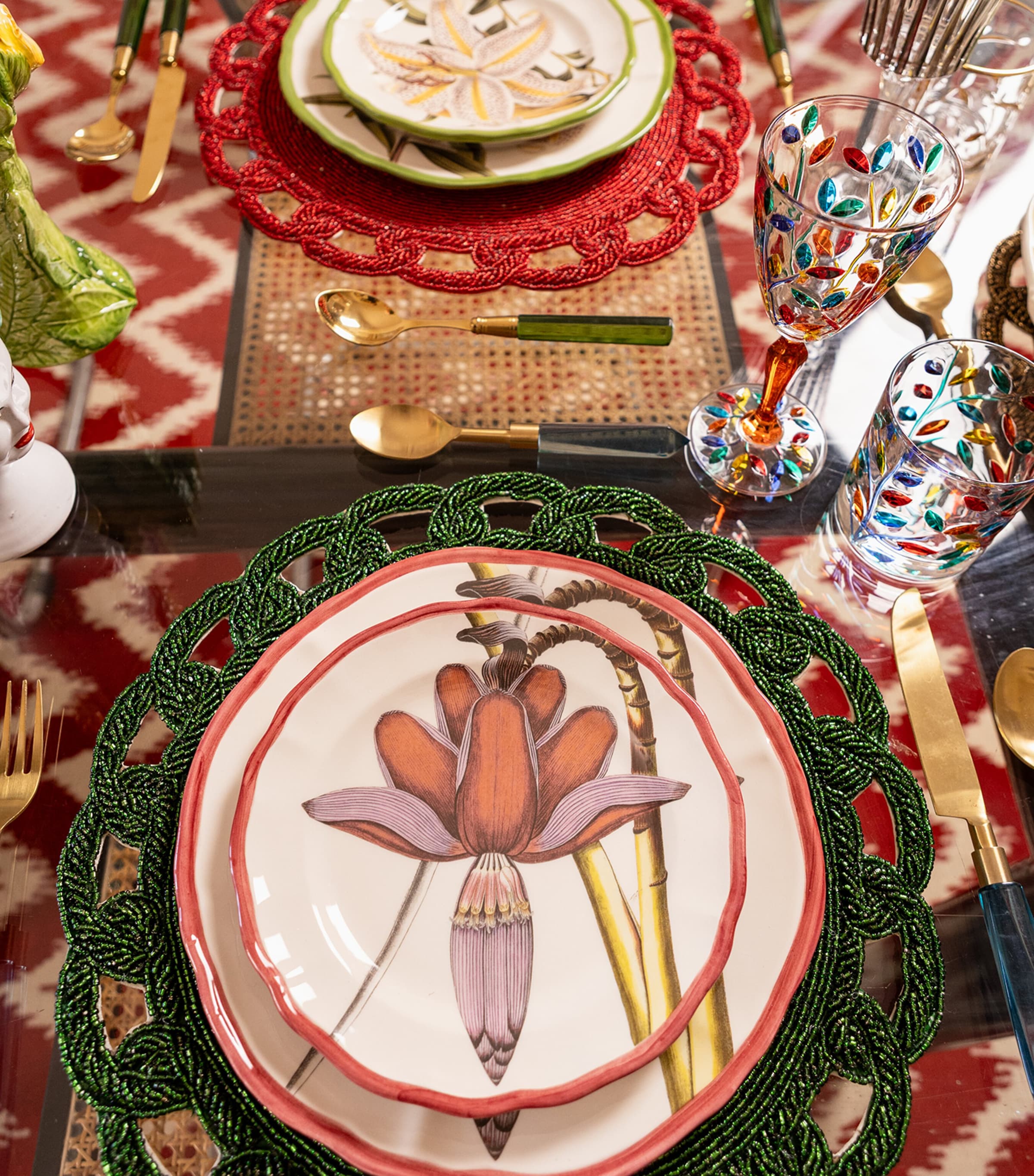 Beaded Placemat (40cm) GREEN Image 4