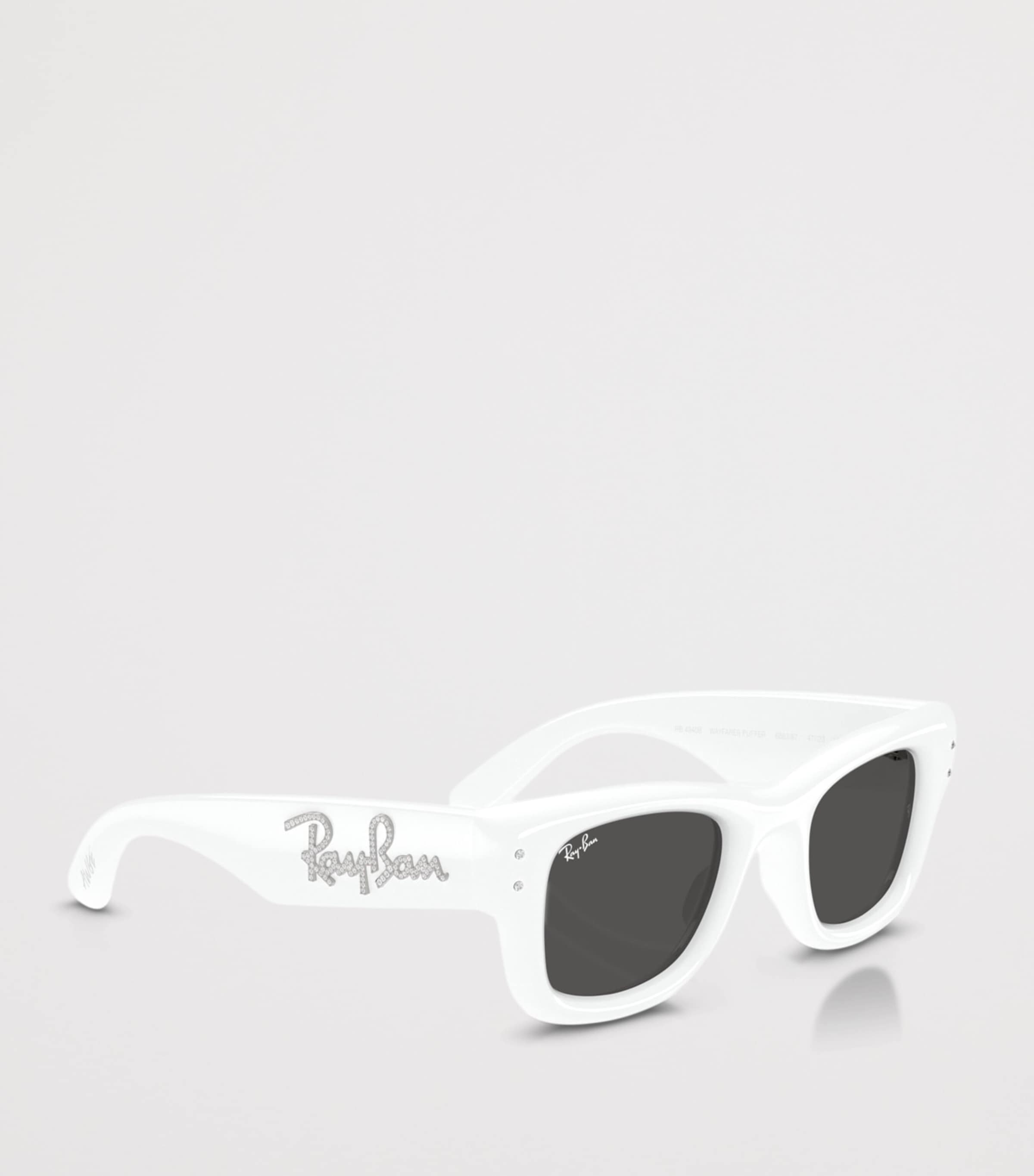Ray-Ban Puffer Crystal Edition Wayfarer Sunglasses White Image 6