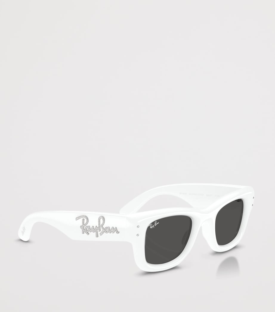 Ray-Ban Puffer Crystal Edition Wayfarer Sunglasses White Image 6
