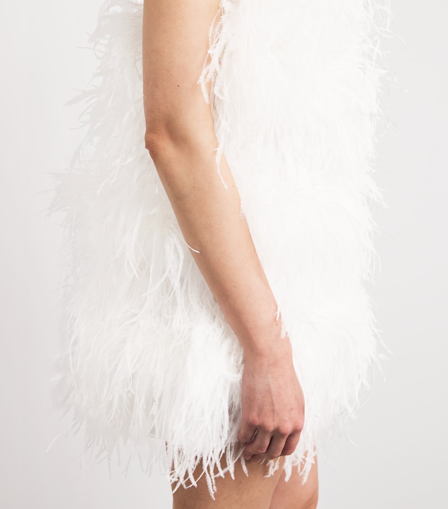 Oséree Womens Feather Mini Dress Pearl Image 3