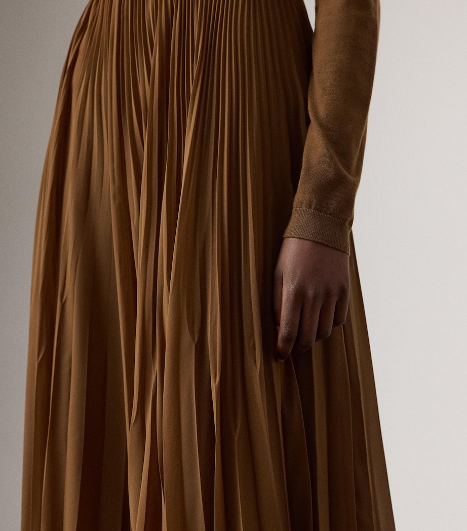 Chiffon Pleated Marsha Maxi Skirt COGNAC Image 4