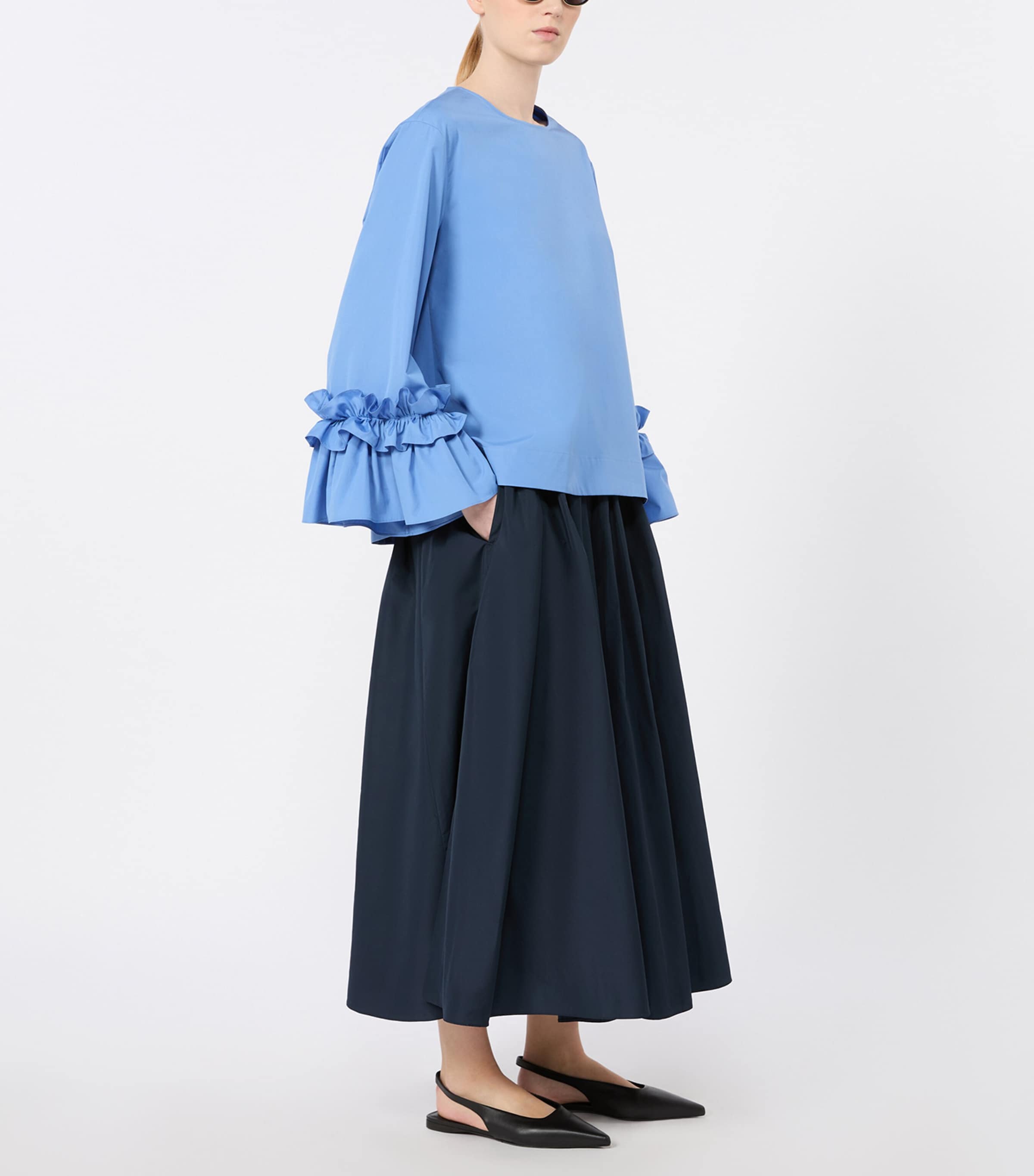 Max Mara Womens Ruffle-Trim Blouse Light Blue Image 2