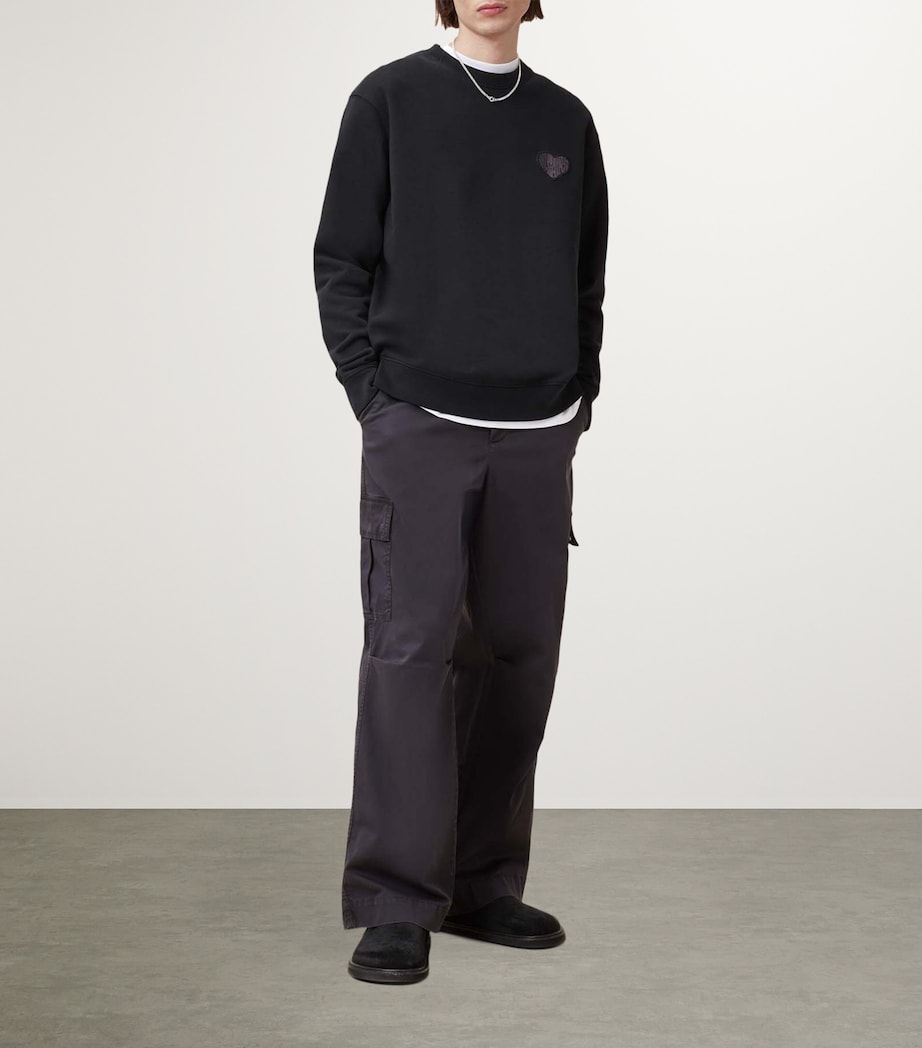 AllSaints Mens Organic Cotton Lover Sweatshirt Washed Black Image 3