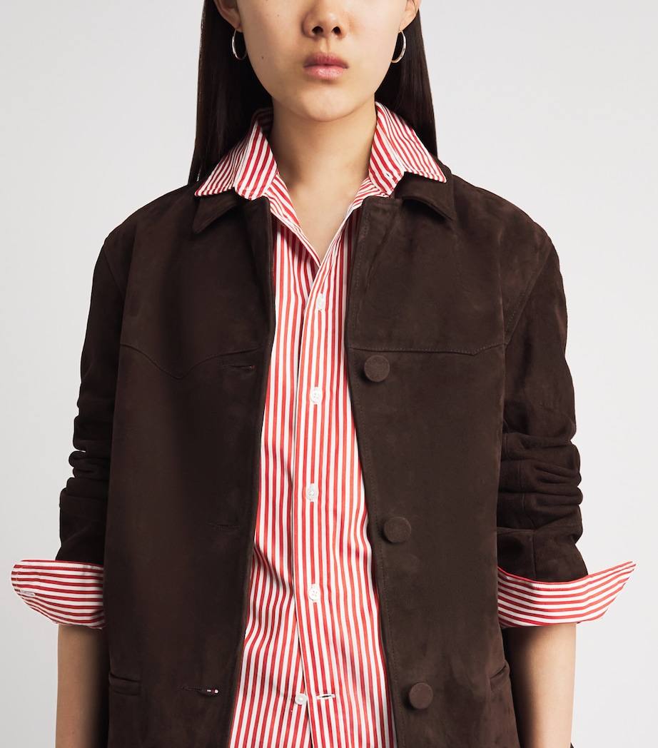 Polo Ralph Lauren Womens Cotton Stripe Shirt Orng Leaf Wht Image 3