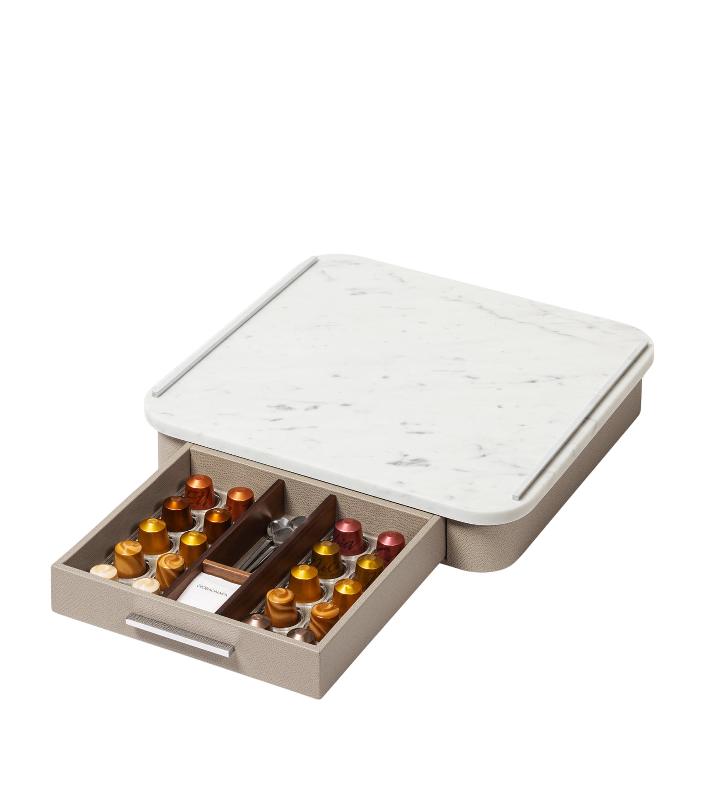Giobagnara Leather and Marble Saint-Germain Coffee Drawer Organiser Arabes Stn Chrm Image 2