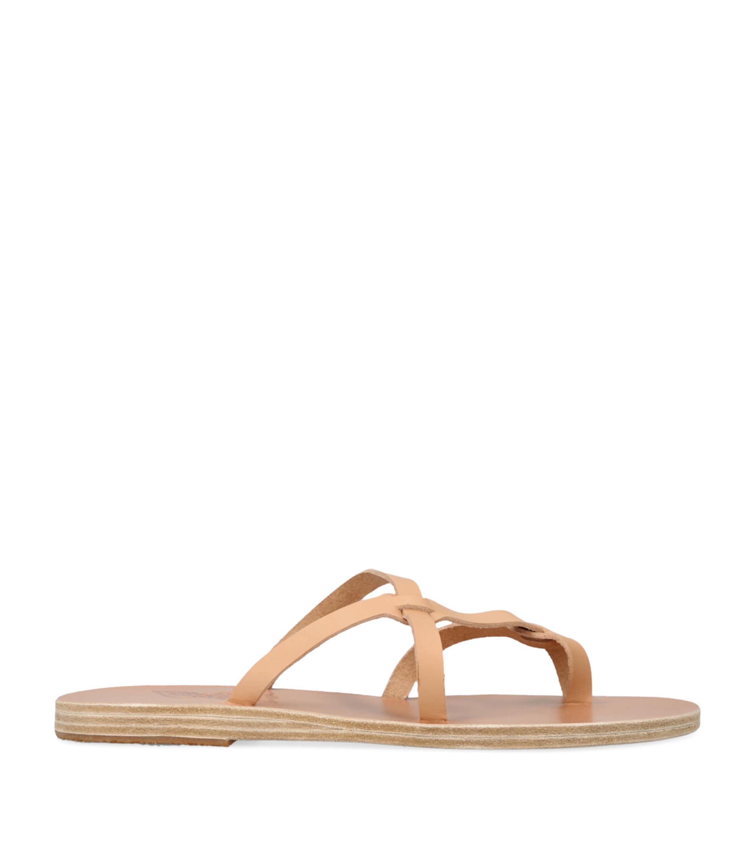 Ancient Greek Sandals Leather Armos Sandals In Beige