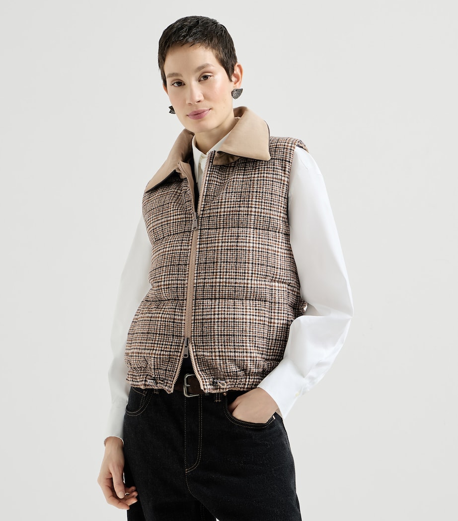 Brunello Cucinelli Womens Cotton-Linen Reversible Gilet Tobacco Image 4