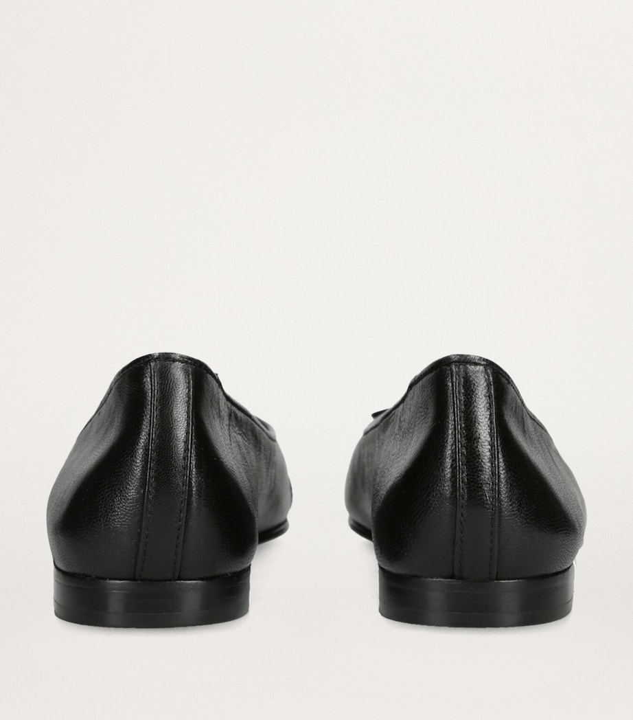 Leather Cap-Toe Ballet Flats BLACK Image 2