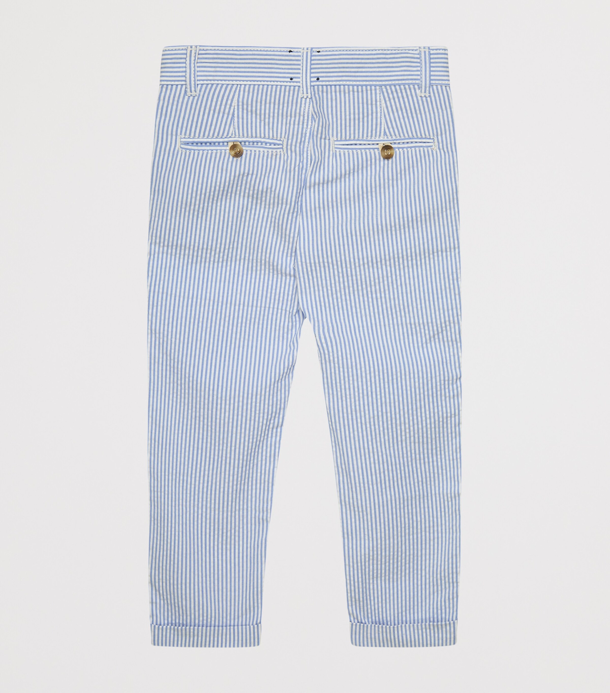 Trotters Stretch-Cotton Jacob Trousers (6-11 Years) Pale Blue Stripe Image 2
