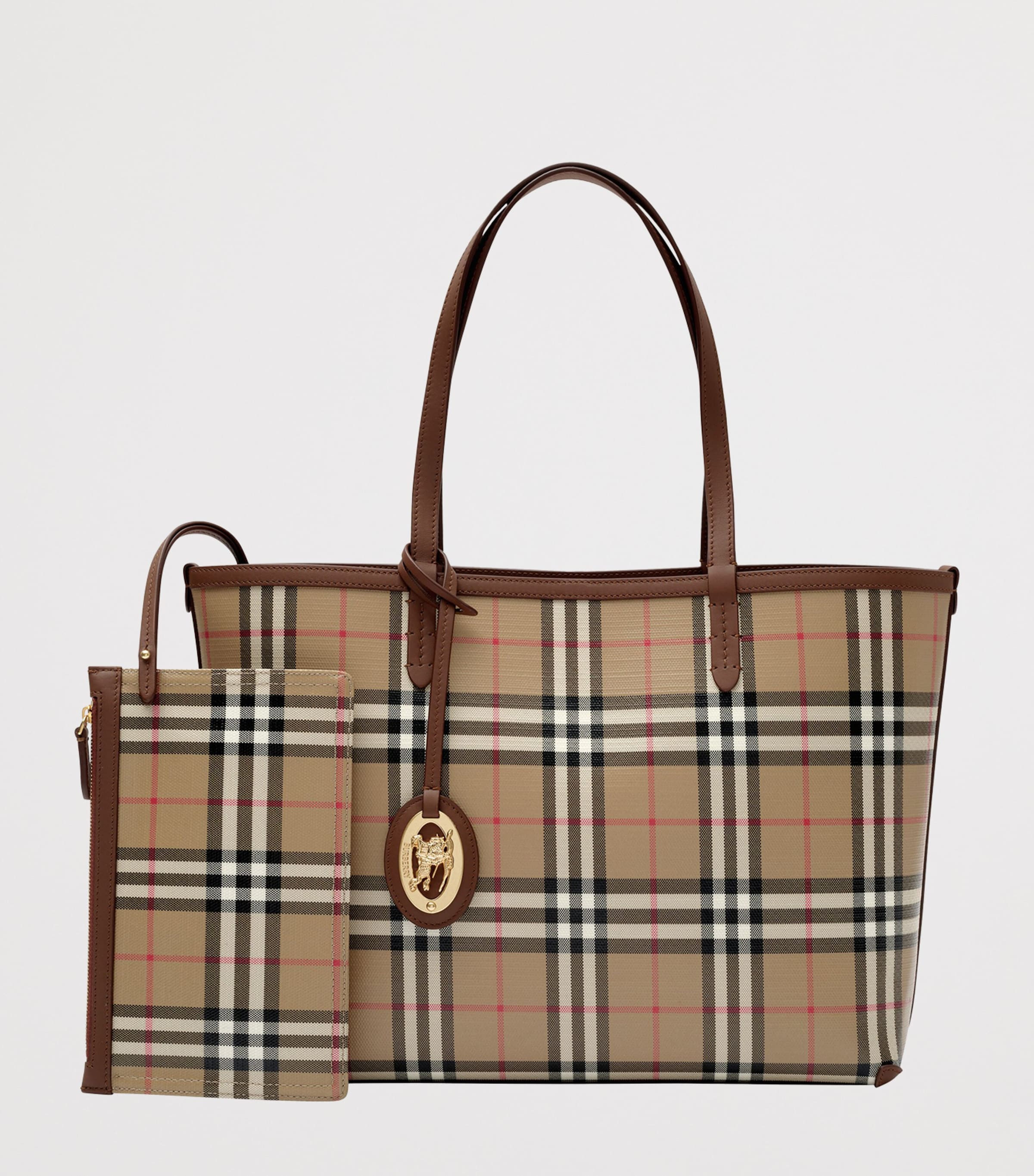 Burberry Small Check Tote Bag Archive Beige Image 3