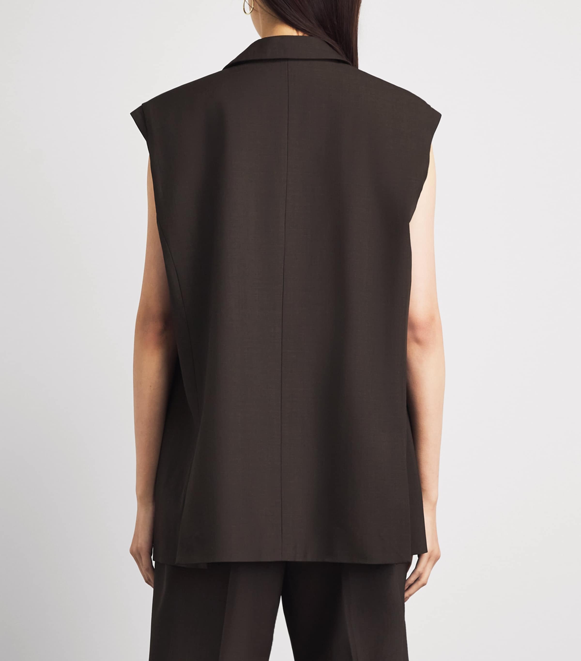 Herskind Womens Cohen Sleeveless Blazer Coffee Brown Image 5