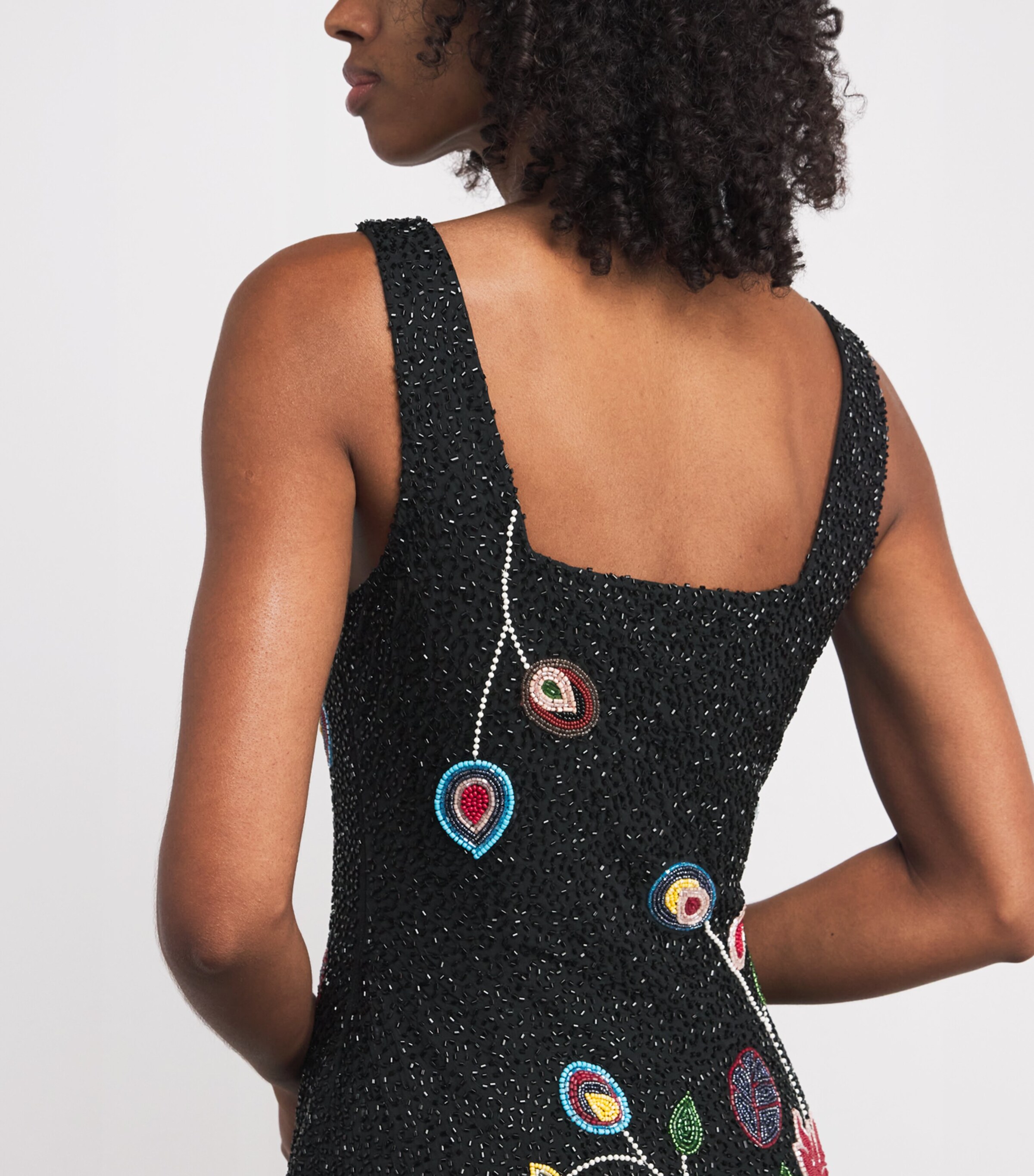 STAUD Womens Beaded Floral Le Sable Mini Dress Taps Tapestry Image 6