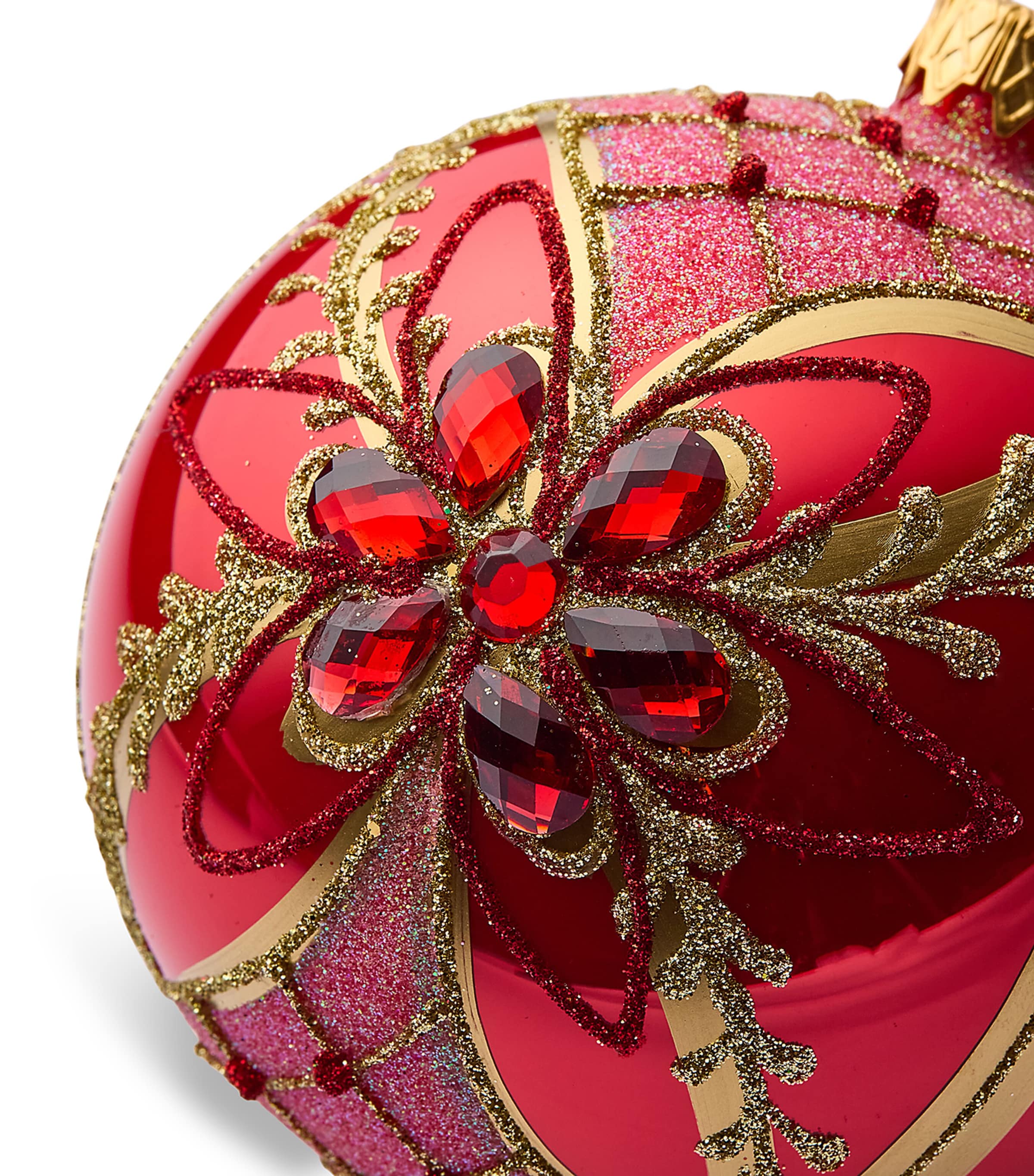 Harrods Glass Flower Bauble Coral Image 4