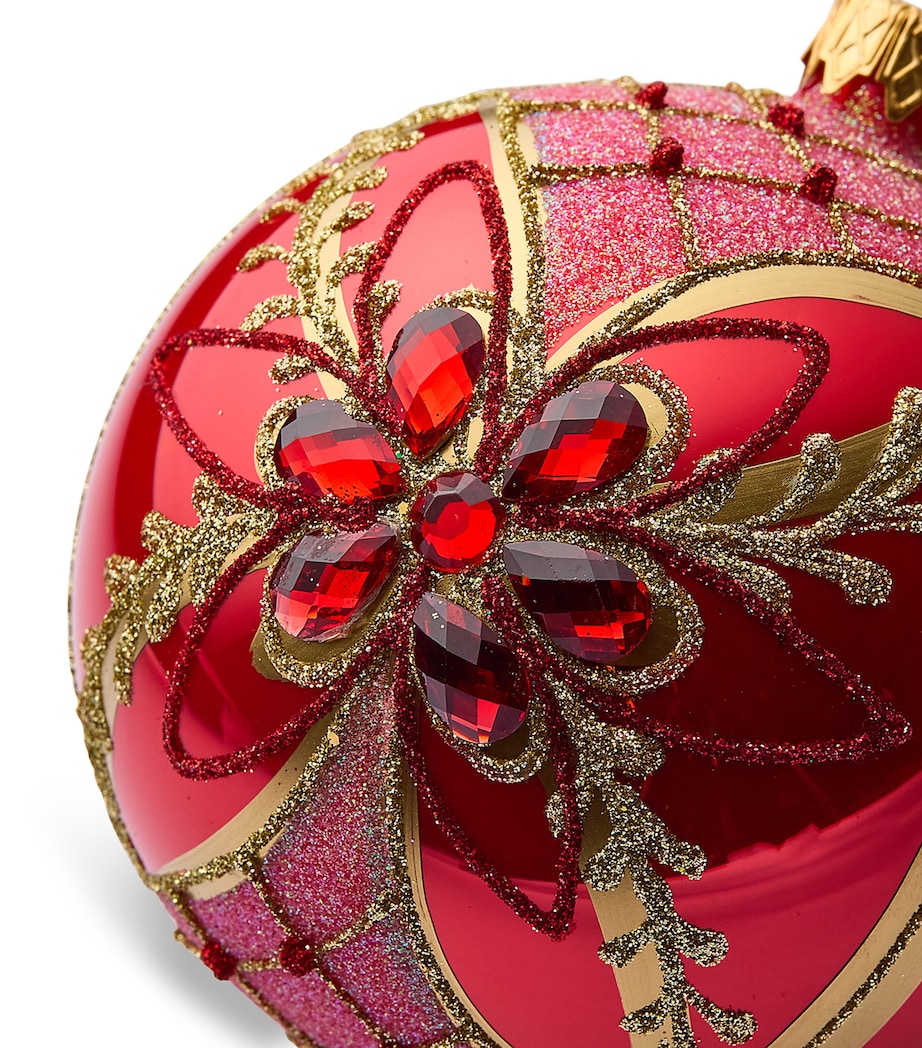 Harrods Glass Flower Bauble Coral Image 4