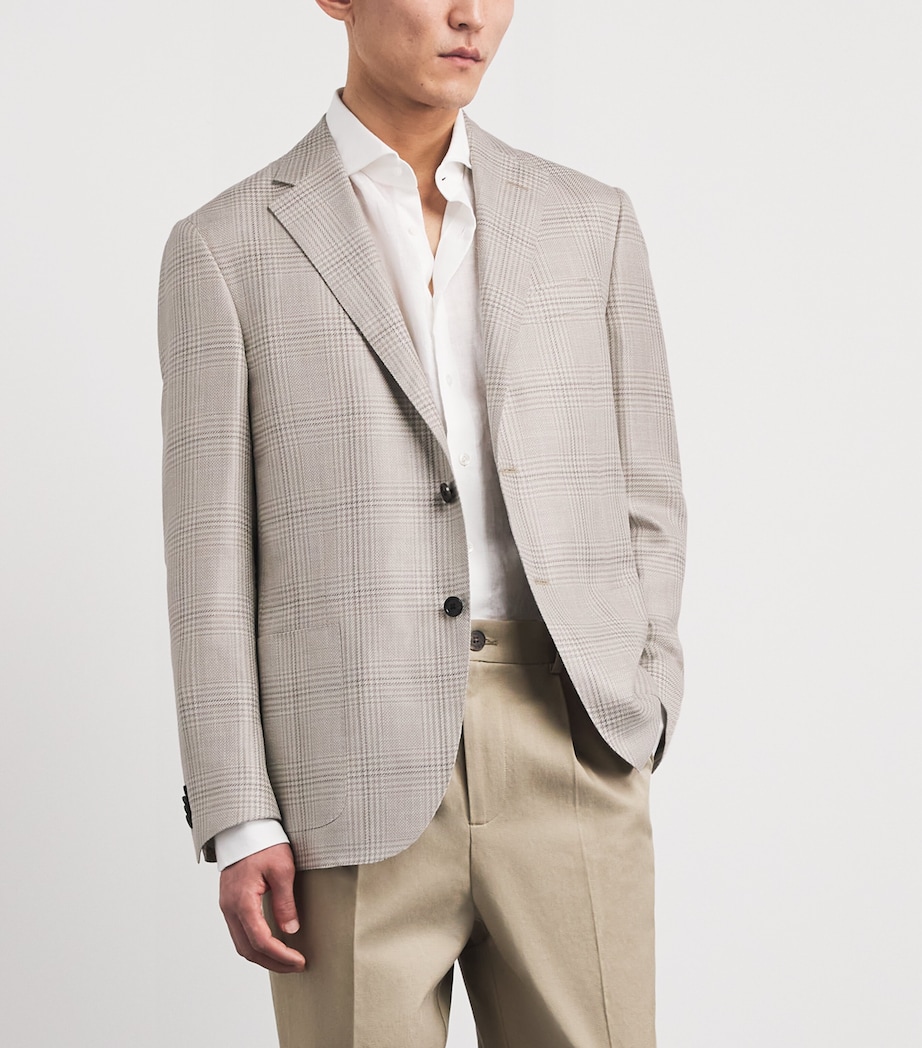 Corneliani Mens Check Leader Soft Blazer Natural / Beige Image 4