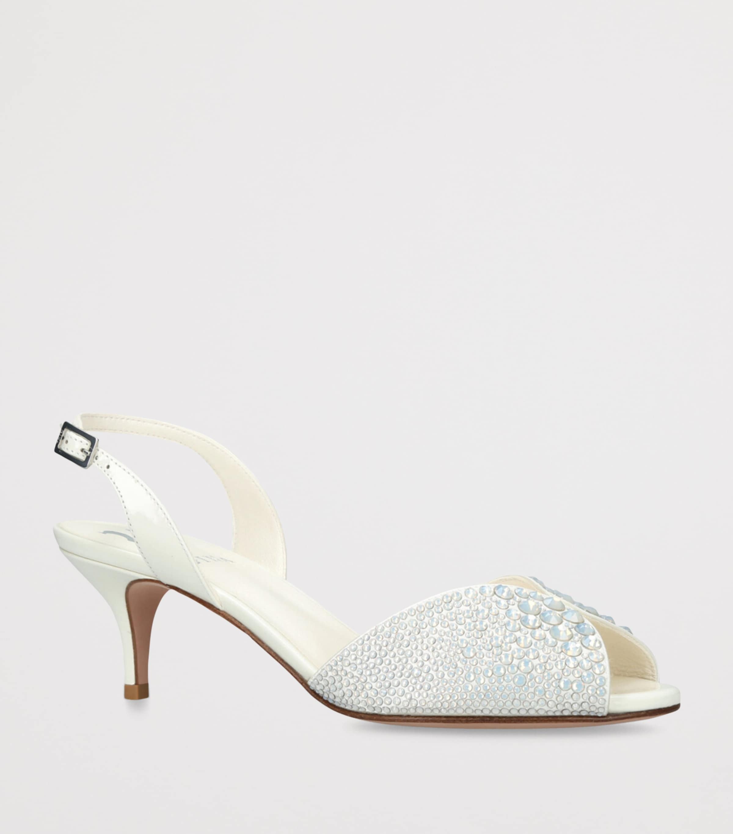 Gina Satin Embellished Arabel Pumps 50 White Image 3