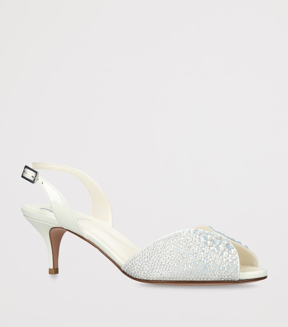 Satin Embellished Arabel Pumps 50 WHITE Image 3