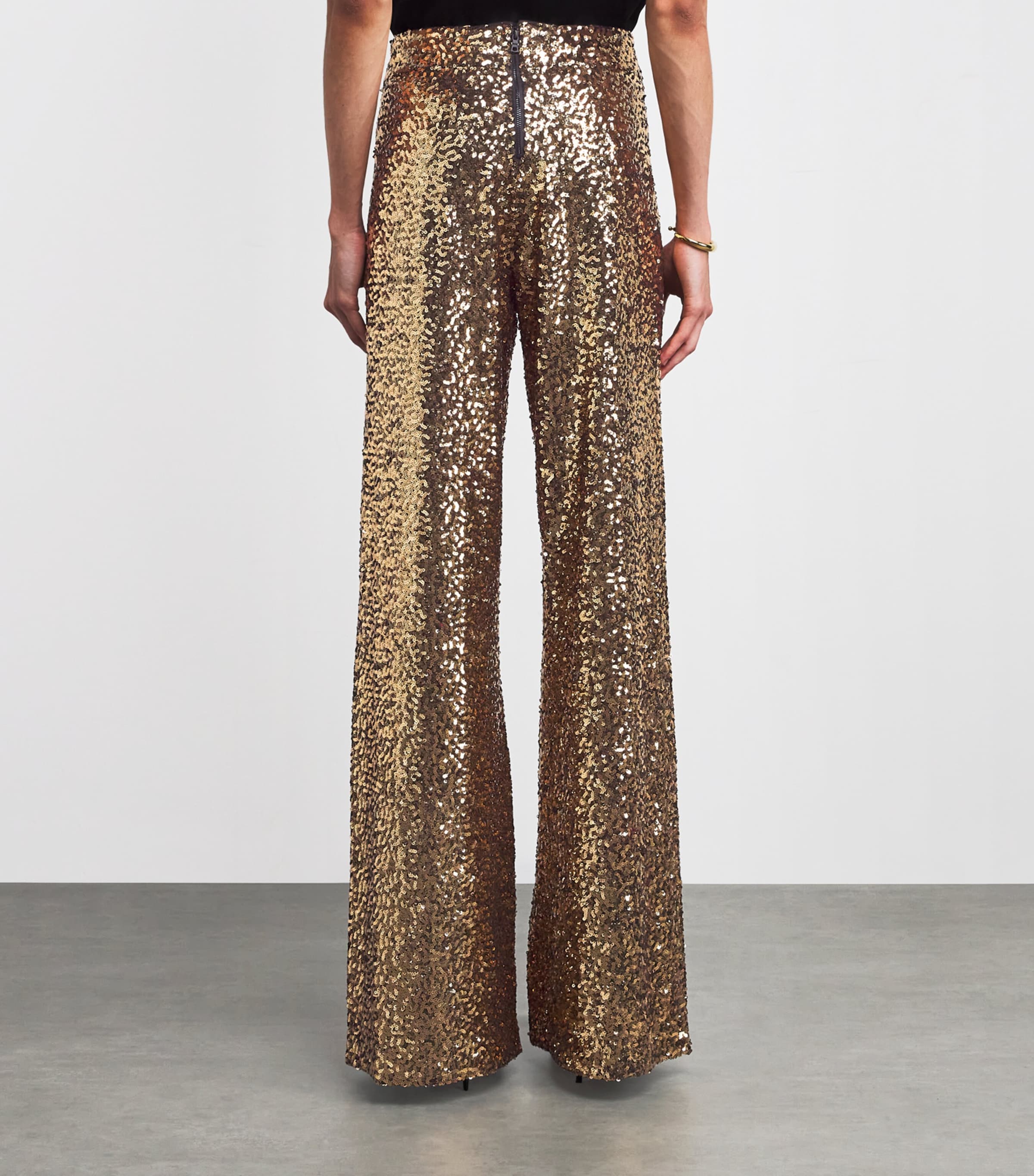 Sequin Athena Wide-Leg Trousers B712 GOLD/BLACK Image 4
