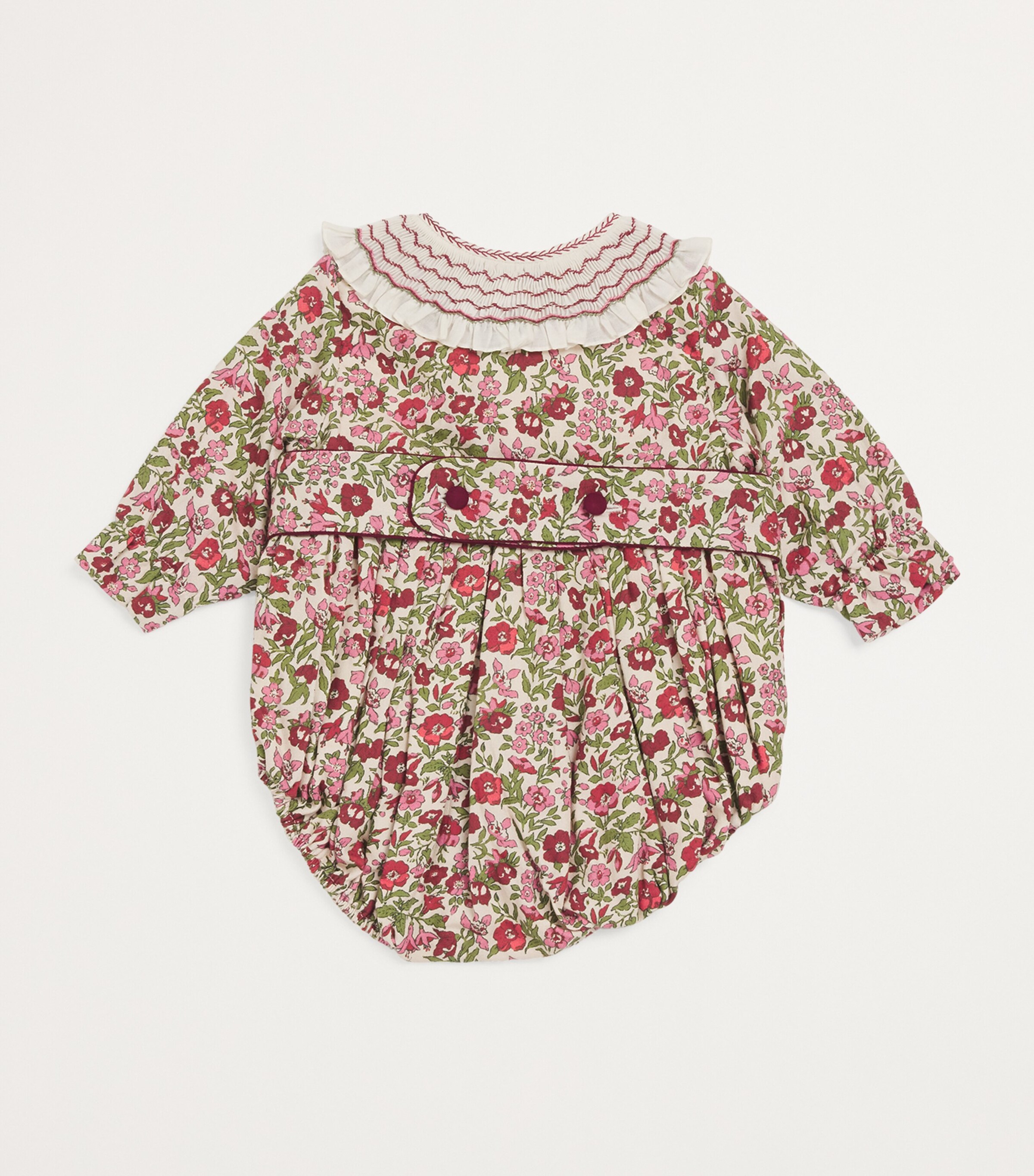 PEPA LONDON Long-Sleeve Floral Print Bodysuit (1-18 Months) Pink Image 2