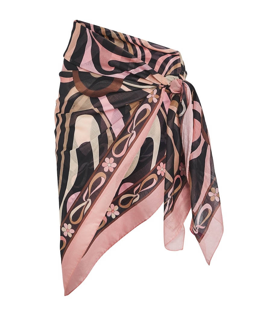 Cotton Marmo Print Sarong P22 NERO/NUDE Image 1