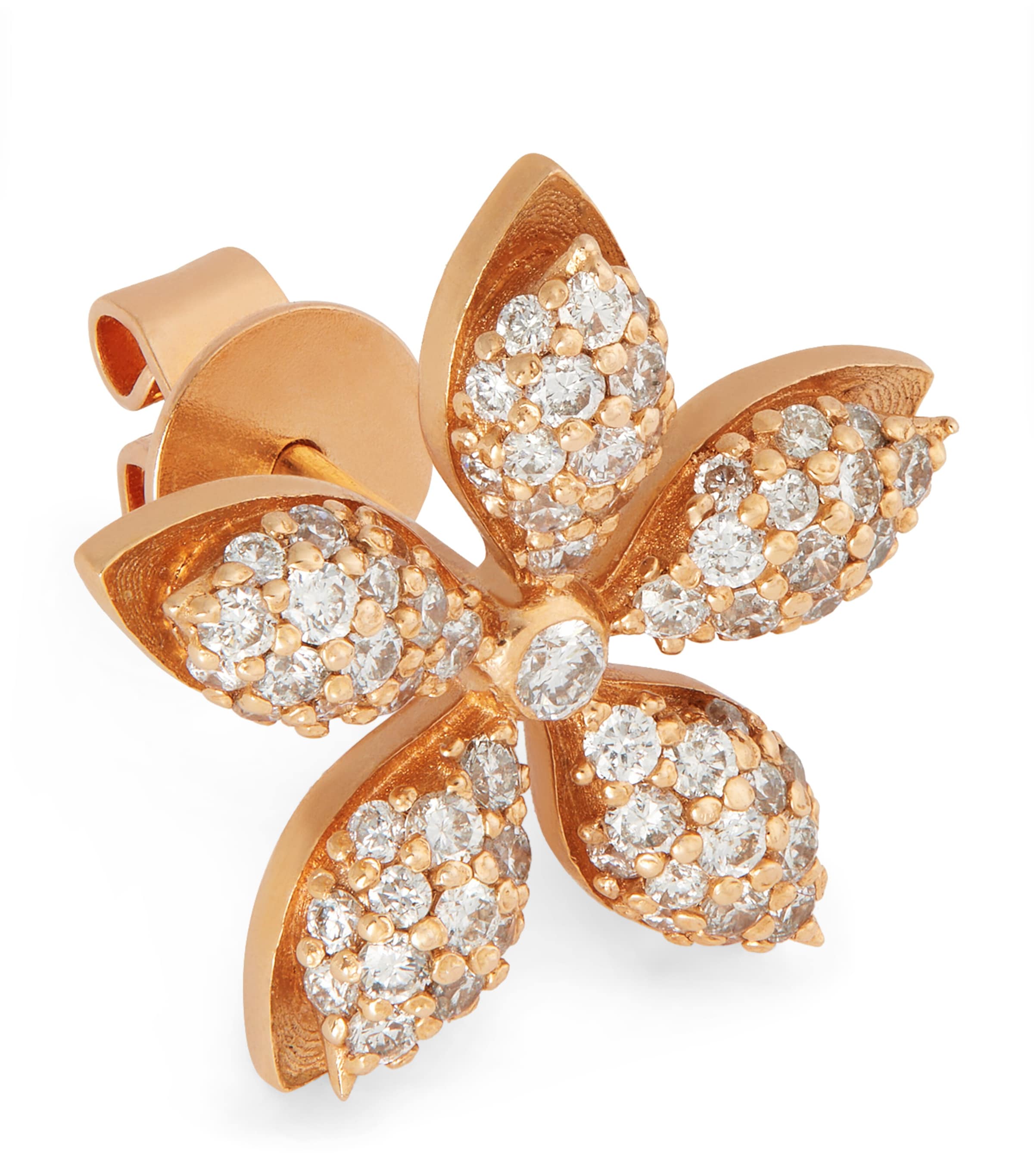 Bee Goddess Rose Gold And Diamond Apple Seed Single Earring In Rose Gold