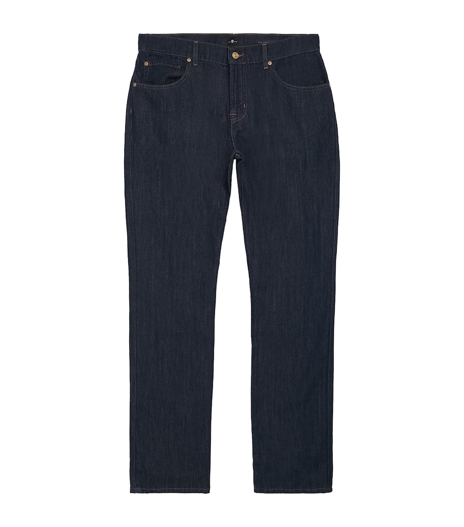 7 For All Mankind Mens Cotton-Linen Straight Jeans Blue Image 1