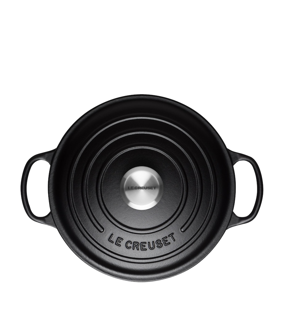 Cast Iron Round Casserole Dish (20cm) BLACK Image 2