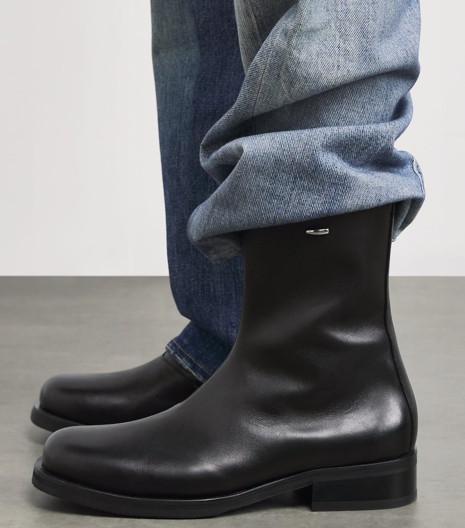 Leather Camion Ankle Boots BLACK Image 2