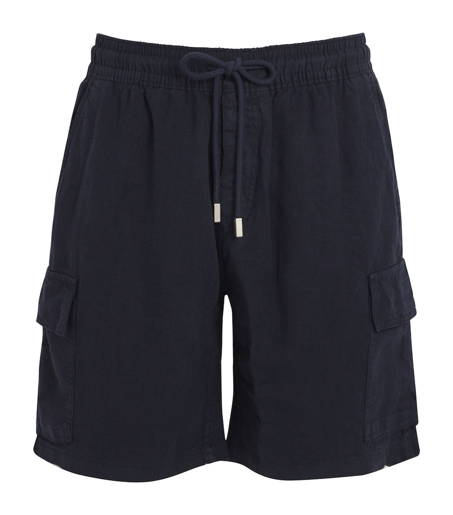 Linen Cargo-Pockets Baie Shorts 390 NAVY Image 1