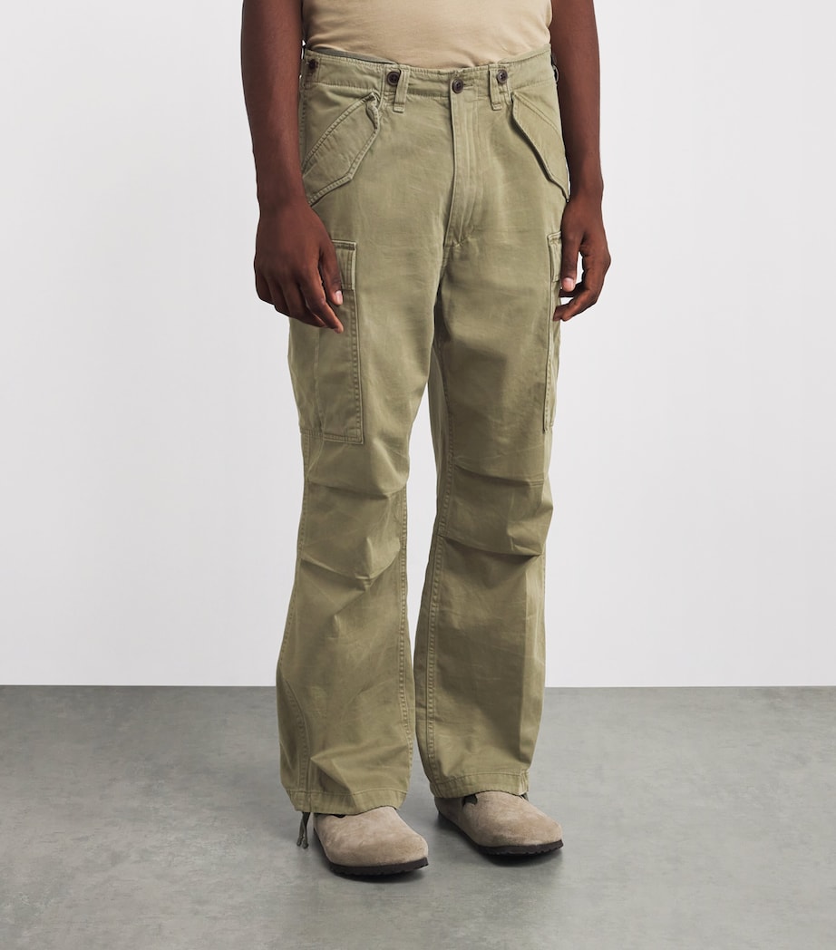 Cotton Oversized Cargo Trousers GREEN Image 3