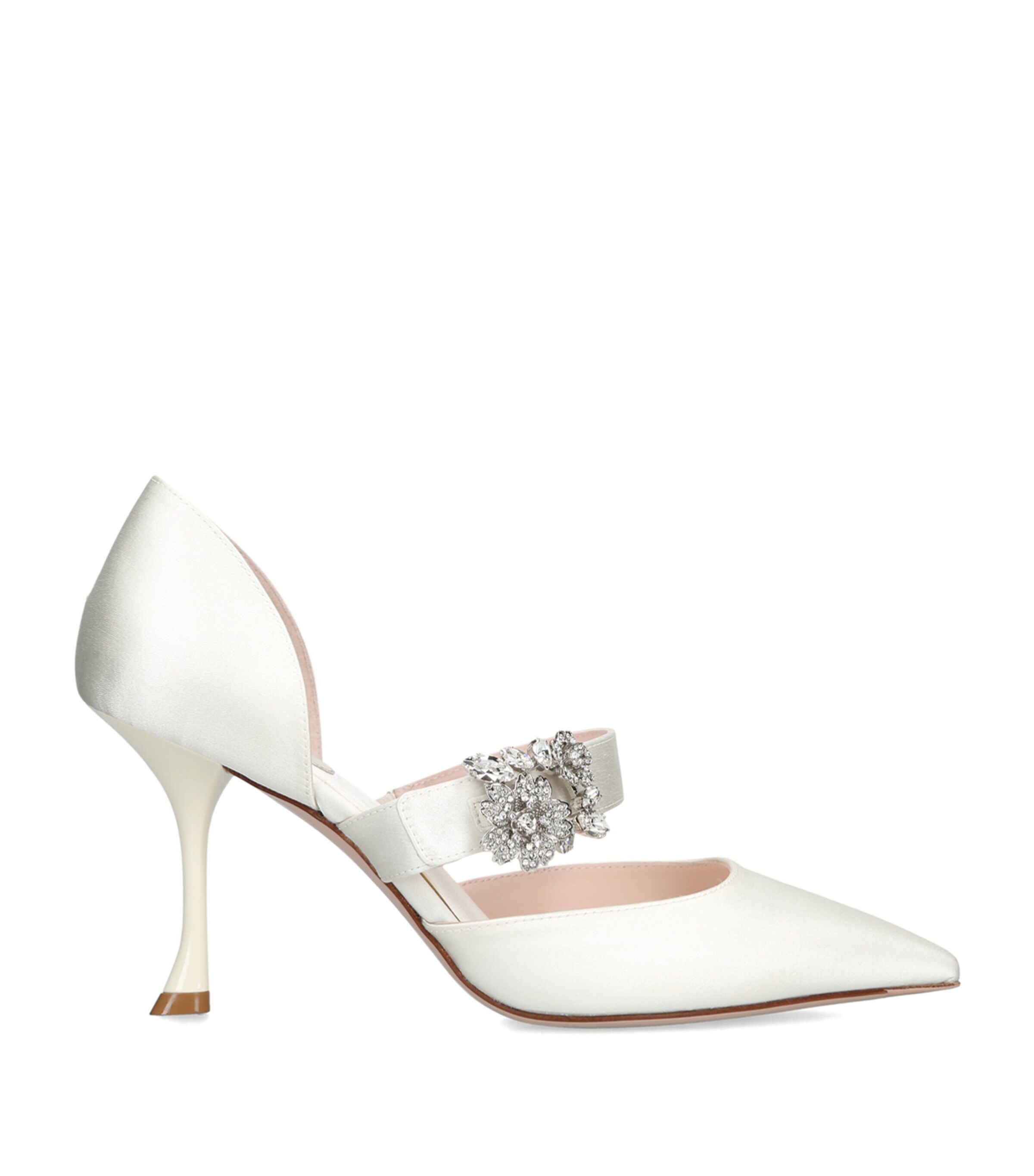 Roger Vivier Satin Efflorescence D'Orsay Pumps 85 White Image 1