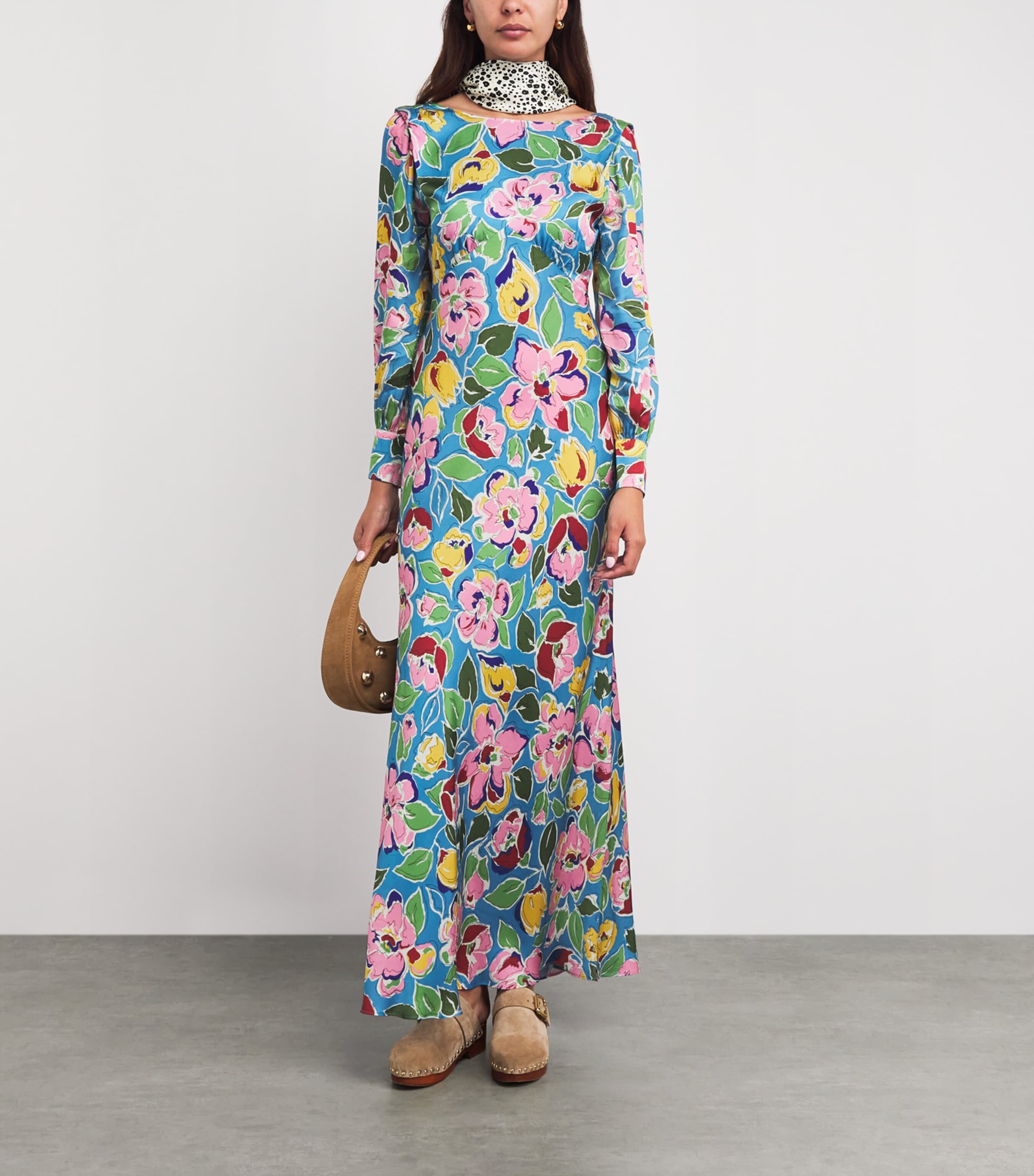 Rixo Womens Floral Marni Midi Dress Jeannie Bloom Sky Image 2