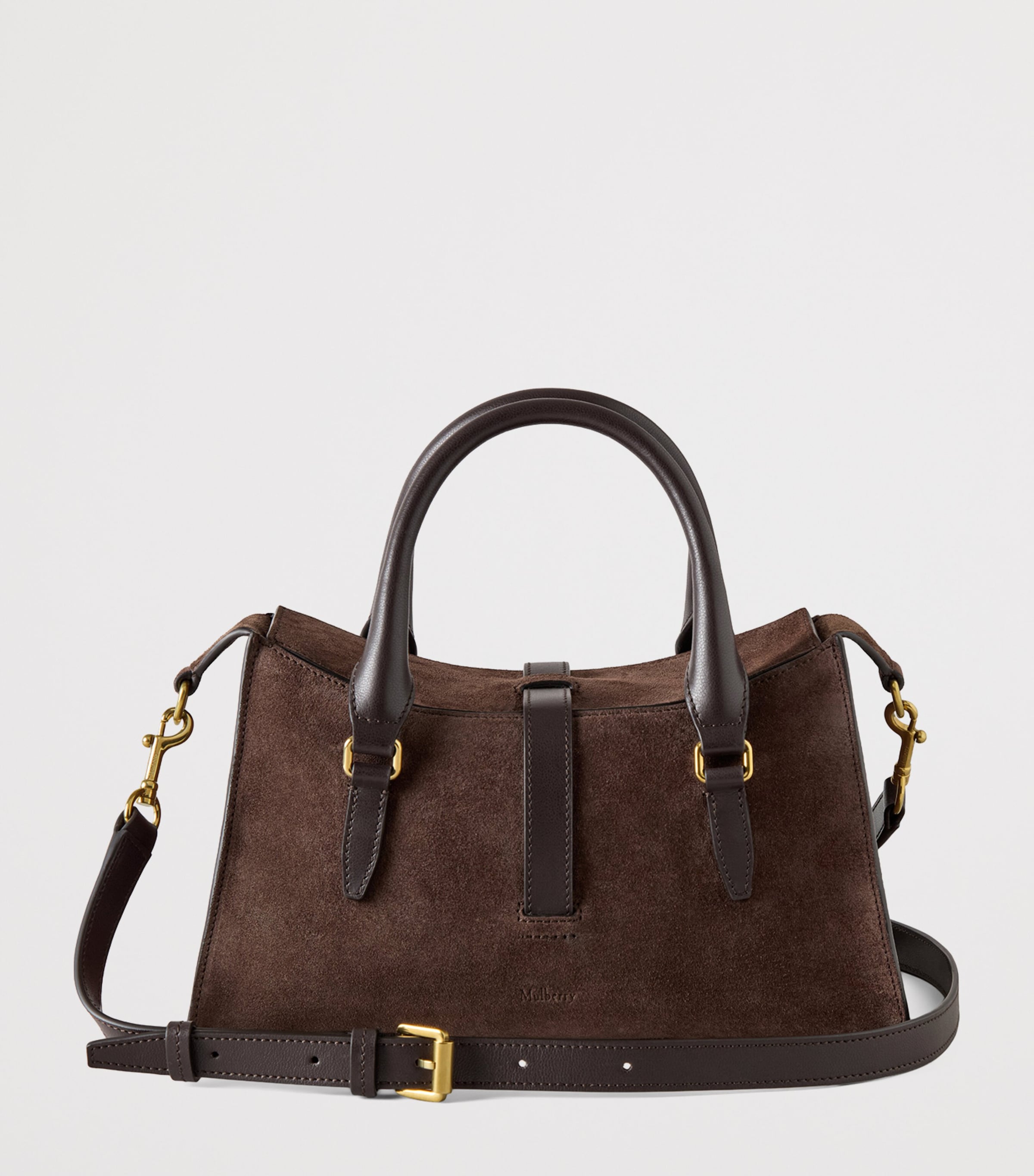 Small Suede Roxanne Top-Handle Bag CHOCOLATE Image 3