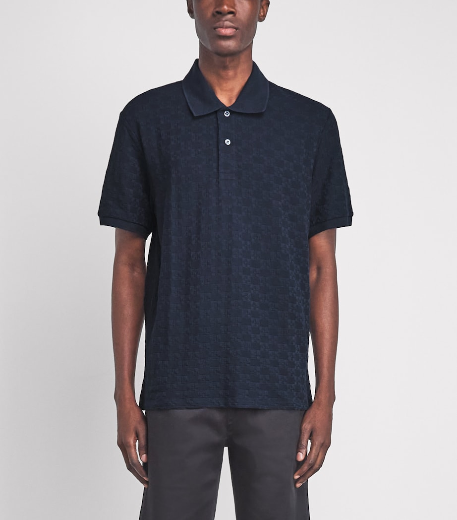 Sandro Paris Mens Cotton Jacquard Polo Shirt Midnight Blue Image 4
