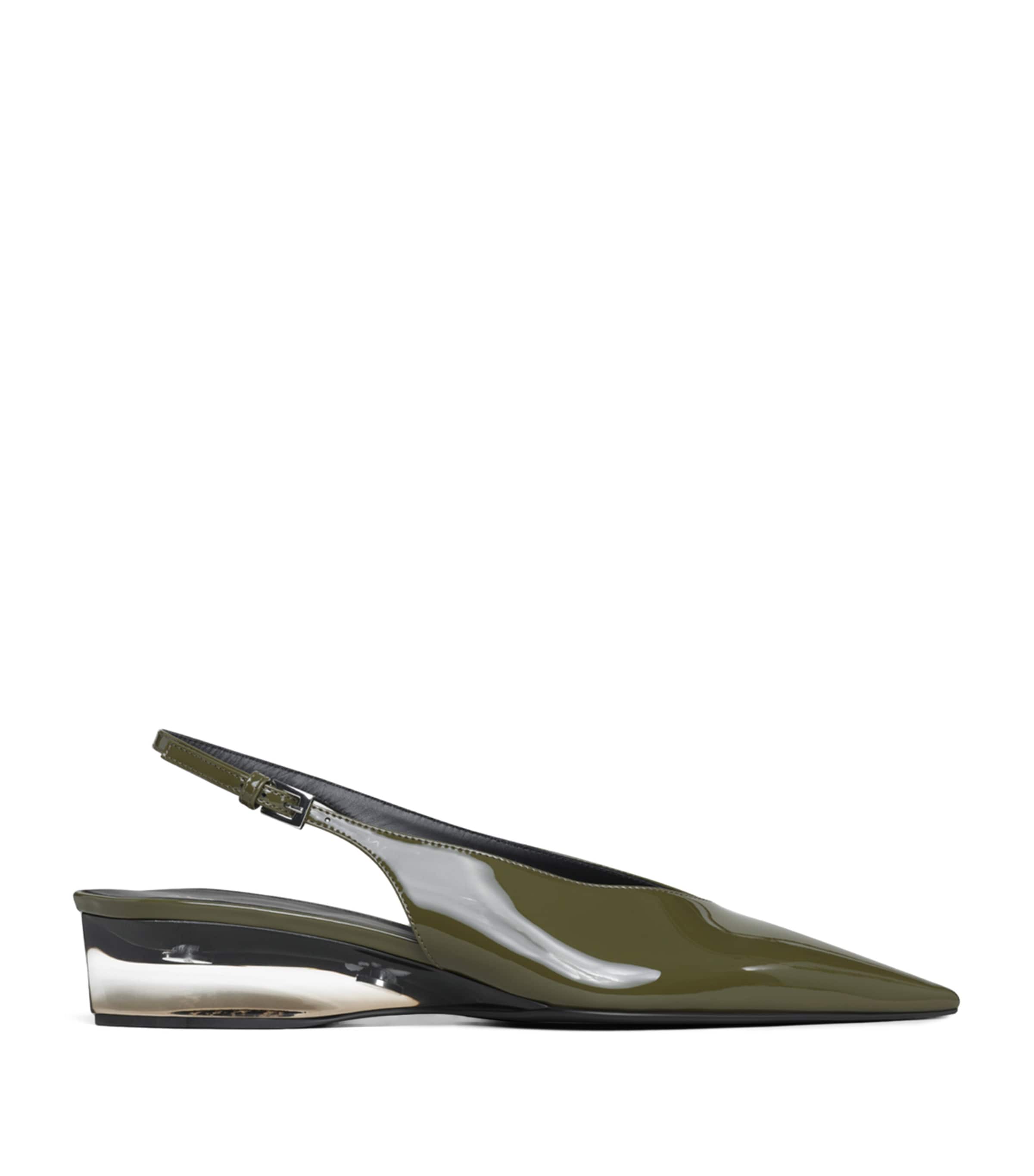 Alaïa Patent Leather Invisible Wedge Slingback Pumps 30 Kaki Image 1