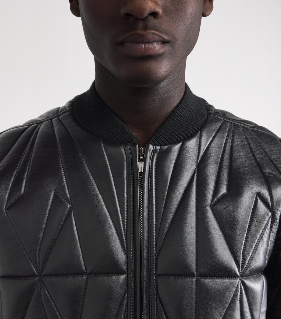 Rick Owens Mens x Moncler Leather Geocamo Cropped Bomber Jacket Black Image 3