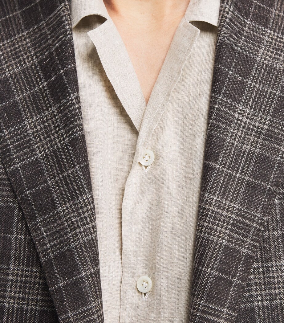 Isaia Mens Linen Camp-Collar Shirt Image 3
