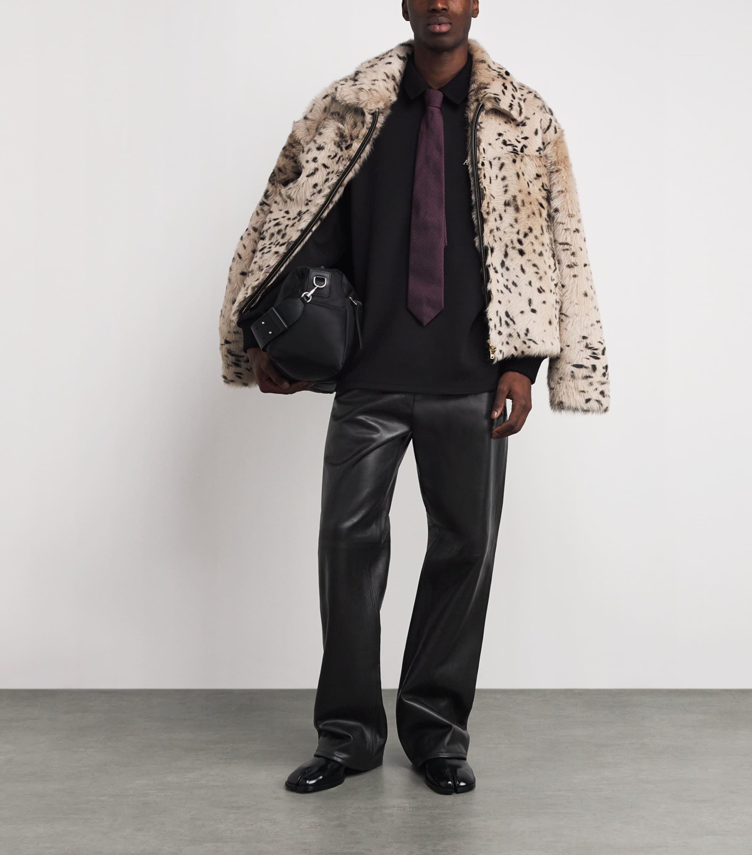 Leather Track Sweatpants BLACK Image 2