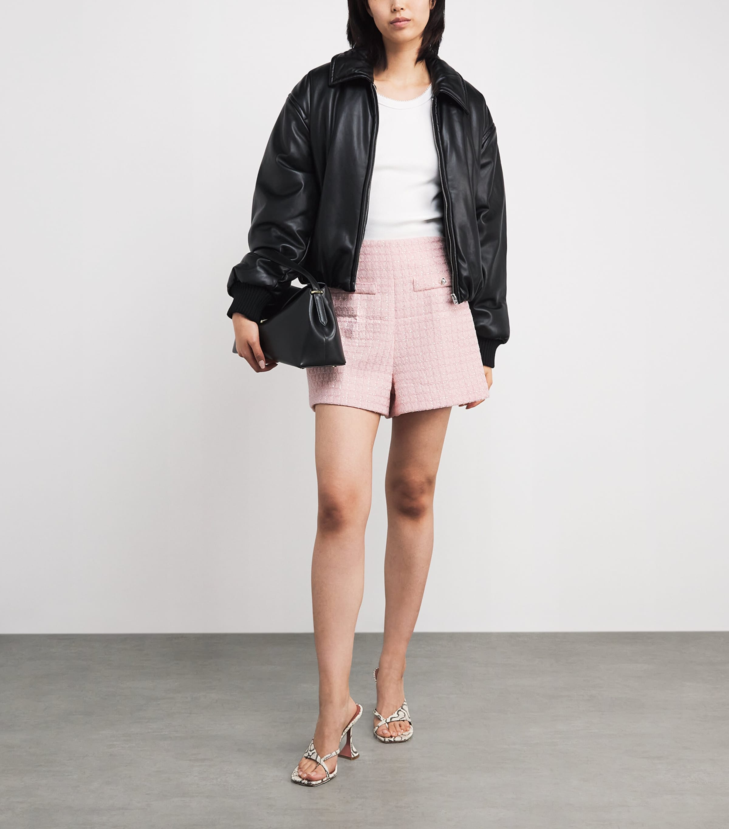 Tweed Sequinned Check Shorts PINK Image 2